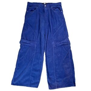 Urban Outfitters BDG Pants Blue Corduroy Cargo Wide Leg Baggy Skater Y2K Size 29